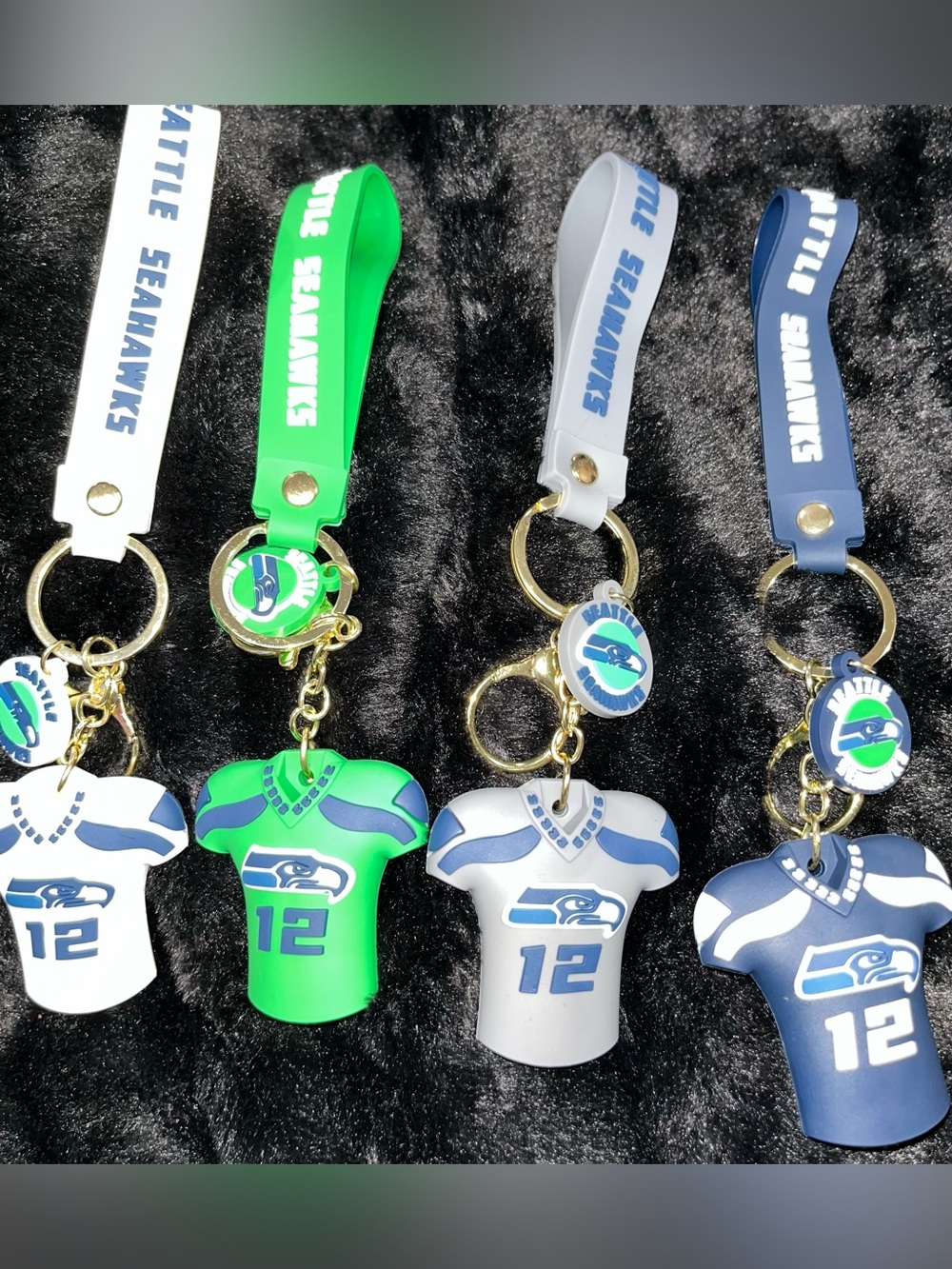 Seattle Seahawks Jersey Keychain - Green, Gray, Navy & white